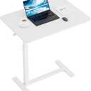 Sweetcrispy Overbed Bedside Table with Wheels, Adjustable Hospital & Home Use Bed Table, Rolling Laptop Table, Mobile Standing Desk, White