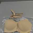 Rasback Strapless Push Up Bras for Women Deep Plunge Thick Padded Add 1 Cup Underwire Bra Beige 34B