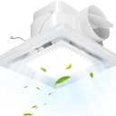 FEITON Bathroom Exhaust Fan with LED Light, 110 CFM 1.0 Sones Ultra Quiet Ceiling Ventilation Fan, Fits Standard 8x8 Inches Ceiling Cutout, 6500K Daylight, Built-in Junction Box, Square, 4 Inch Duct