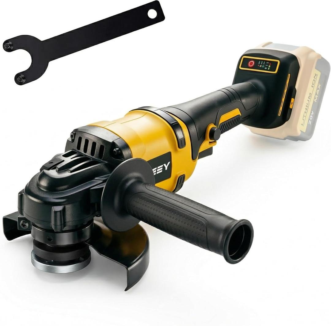Cordless Angle Grinder for Dewalt 20V Battery, 4-1/2 Inch, 8500RPM Brushless Electric Angle Grinder, 3-Speed Gear (Low/Med/High) for Cutting, Grinding, Polishing (Battery Not Included)