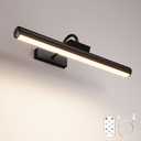 Skairipa Picture Light with Remote, 16in Battery Operated Picture Lights for Wall 5000mAh, 3 Color Modes and Dimmable LED Art Lighting with Timer for Painting, Frame, Gallery (Black-1Pack)