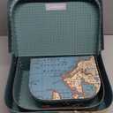 Jewelkeeper Paperboard Suitcases, Set of 3 Decorative Storage Boxes, Vintage Luggage for Birthdays, Weddings, World Map Design (Atlas Blue)