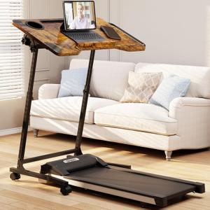 ikkle Bike Trainer Desk, Adjustable Standing Desk for Walking Pad, Portable Workstation Trainer Stand Table for Indoor Cycling Trainers, Treadmill Cycling, Exercise/Stationary/Spin Bikes