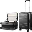 Carry On Luggage Top Opening, FLT Expandable Polycarbonate Hard Shell Suitcase with Wheels,Charcoal Metallic, Carry-On 20-Inch
