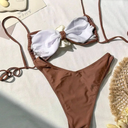 AQUA EVE Women's Bikini Set Swimsuit Two Piece Tie String Bathing Suit Swimwear, Medium