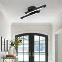 LED Mount Ceiling Light, Black Modern Close to Ceiling Light, Dimmable 3000K-6000K,LED Ceiling Lamp for Hallway, Small Entrance Door, Dining Room, Small Study Room (2-light Parallel)