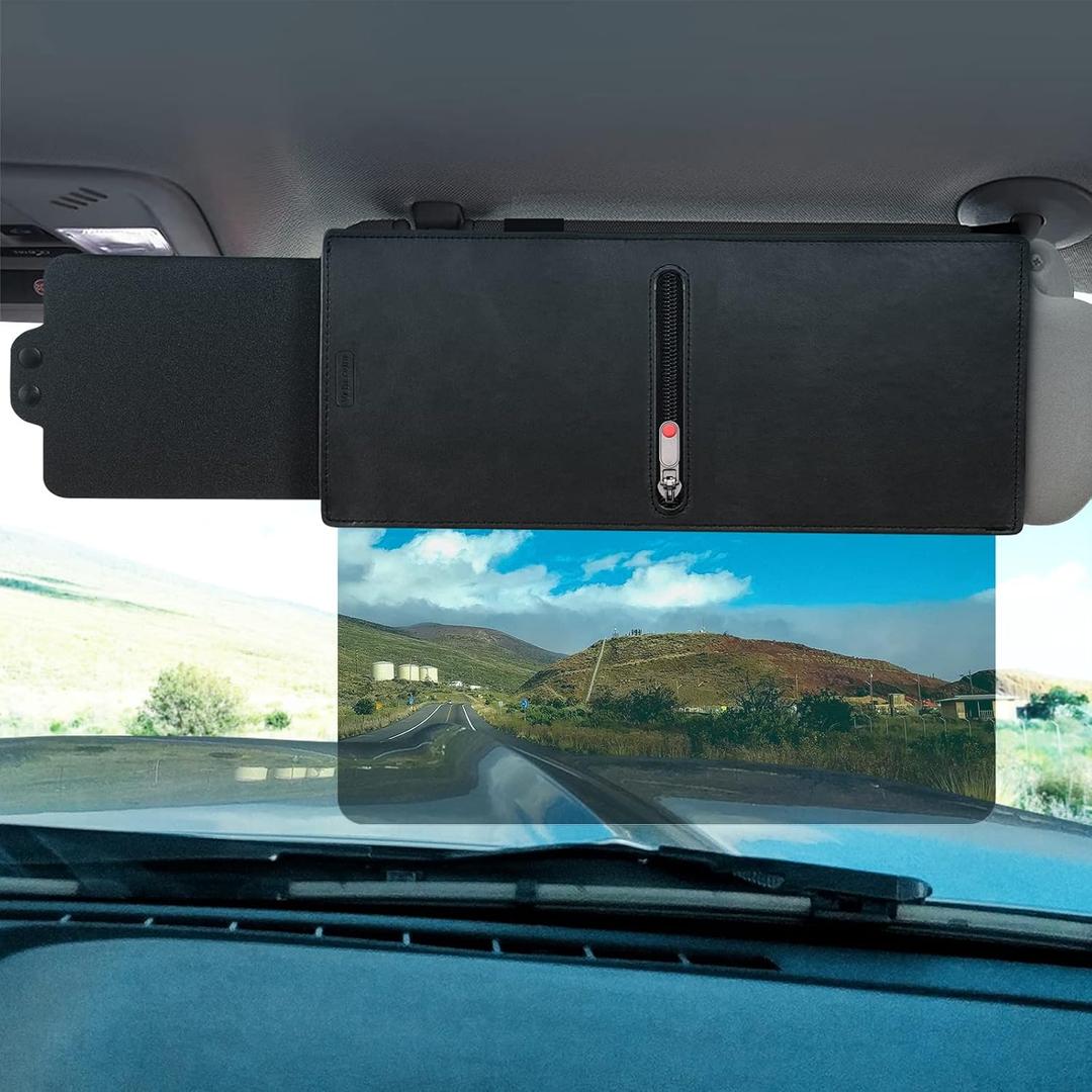 Veharvim Polarized Sun Visor Extender for Car with Zipper Slider, UV400 Car Sun Visor Extension with PC Lens and Side Sunshade,Anti-Glare for Safe Driving,UV-Filtering/Protection(Passenger Side