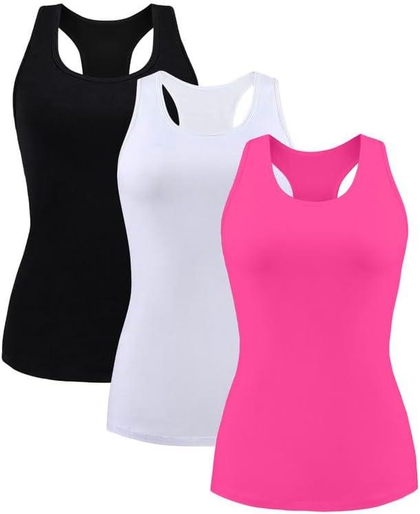 beautyin Women Tank Top with Shelf Bra Racerback Workout Yoga Tops Undershirt (XL)