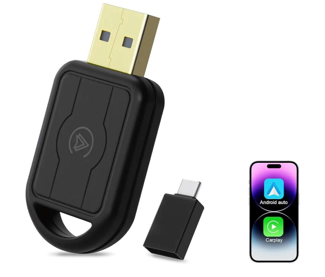 Wireless CarPlay Adapter,2 in 1 CarPlay & Android Auto Wireless Adapter for Cars,Convert Wired to Wireless with USB/Type-C,Plug Play Car Play for iOS 10+ /Android 10+