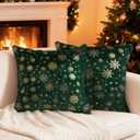 Artmag Christmas Throw Pillow Covers 24x24 inch Set of 2, Decorative Golden Snowflake Pillow Covers Cushion Case Holiday Decoration for Home Couch Sofa