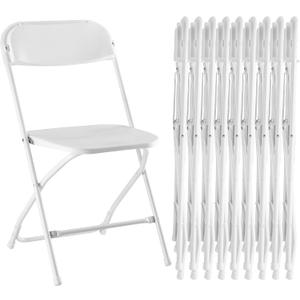 Sweetcrispy Folding Chair 10 Pack, Plastic Foldable Chairs with 330-Pound Capacity, Sturdy Metal Portable Chair, Easy to Use and Store, Outdoor and Indoor, for Home, Office, Party, Comfy, White
