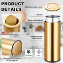 Reallnaive 2 Set 30L/8GAL Gold Lidded Trash Can with 200 Garbage Bags Metallic Gold Brass Kitchen Garbage Bin with Flip Lid Commercial Compact Waste Basket for Shopping Centers, Elevator Doors, Hotels