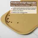 Smilool Silicone Pet Food Mat with Raised Edge for Food and Water Bowl, Dog Feeding Mats, Cat Food Trays for Floor Waterproof, Rubber Tray for Dogs and Cats, 19 x 12 x 0.7 Light Gray