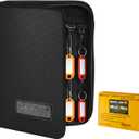 Sdstone Portable Zippered Key Organizer,Fireproof and Waterproof Key Binder with 24 Key Tags Key Case,Portable Manager, Landlord Zipper Key Storage for Real Estate Sales, Hotels (Black)