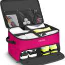 YOREPEK 2 Layer Golf Trunk Organizer, Golf Gifts for Men with Separate Ventilated Compartment for 2 Pair Shoes, Waterproof Car Trunk Locker for Balls, Tees, Clothes, Gloves, Accessories, Golfer Gifts (Standard-Pink)