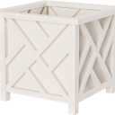 Lattice Design Outdoor Planter Box - 14.75 Square 13 Tall White Plant Pot - Decorative Plant Pots for Front Porch Decor - Flower Pots Outdoor Planters for Porch Patio or Garden Decor by Pure Garden (1 unit)