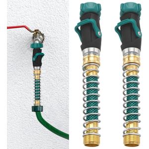 Chunful 2 Pcs 1 Way Hose Connection with 2 Pcs 5.7" Outdoor Faucet Extender Fits Standard Garden Hoses Spring Hose Extension Shut off Valve No Leak Water Control, 3/4 Inch Connector