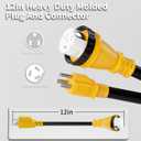 50 Amp to 110 RV Adapter 3 Prong 12 Inch, NEMA 5-15P Male to NEMA SS2-50R Female, Heavy Duty RV Electrical Adapter Cord with Twist Lock Plug, STW 10AWG 15A 125V 1875W, Yellow, ETL Listed