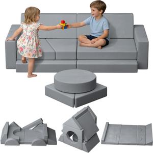 15pcs Unique Modular Kids Play Couch - Convertible Foldable Toddler Sofa Bed with Removable Crystal Velvet Cover, Safe Couches Kids Furniture for Playroom & Bedroom, for Boys and Girls | Convertible Foldable, Toddler Sofa Bed, Crystal Velvet Cover, Removable Cover, For Boys and Girls, Playroom & Bedroom