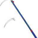 Detachable Grass Sickle, Folding Harvest Scythe Tool with Carbon Steel Blade and Anti-Slip Rubber Handle, Includes 1 Spare Blade, Lightweight Sickle Garden Tool Long Handle for Garden and Yard