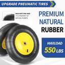 GICOOL 4.80/4.00-8 Wheelbarrow Tire and Wheel, 16" Rubber Pneumatic Wheel, 3"- 6" Centered Hub, 5/8" & 3/4" Bearings, for Hand Truck, Trolley, Garden Cart, Wagons, 2 Pack (Explorer Series)