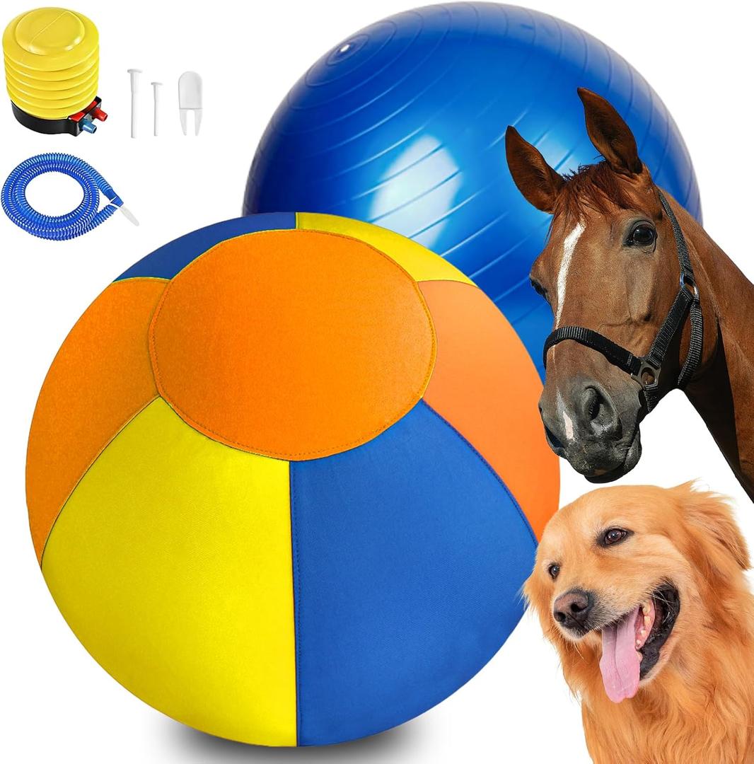 18" Herding Ball for Dogs - Upgraded Chew-Resistant Double-Layer Material Durable Waterproof Dog Toy Suitable for Australian Shepherds, Cattle Dogs, Sheepdogs (Orange+Yello+Blue)