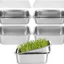 2 Pack Stainless Steel Seed Sprouter Tray Kit, Soil-Free Microgreens Growing Trays with Fine Mesh Insert, Stackable Germination Containers for Beans, Broccoli, Alfalfa, Wheatgrass, Cat Grass,20 X 12