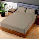 Superity Luxurious Hotel Quality Short Queen Fitted Sheet 100% Cotton Ultra Soft, Skin-Friendly & Hypoallergenic Deep Pocket Fits 12 Mattress Easy Care & Snug Fit (Short Queen Size - 60 X 75) (Taupe)