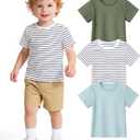3 Pack Toddler Boys Short Sleeve T-Shirts Basic Cotton Tee Tops Toddler Boy Clothes Size 2T