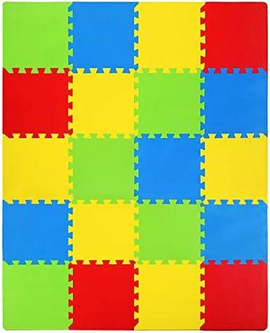 Kangler Kids Puzzle Play Mats, 20pcs Extra Large Colorful Foam Flooring Tiles, Interlocking Floor Mats with Borders for Children Infant Baby Crawling, Exercise, Playroom, Play Area, Baby Nursery
