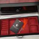 ROTHWELL 4-Slot Piano Black Watch Box with Valet Drawer - Premium Jewelry Display Case Organizer with Locking Glass Top and Microsuede Liner for Men & Women (Red Interior)