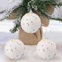 Sosation 12 Pcs White Christmas Ball Ornaments 3.15 Inch Foam Christmas Candy Balls Hanging Ornaments Xmas Tree Decoration for Holiday New Year Birthday Party Supplies