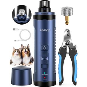 Dog Nail Grinder, Dog Nail Trimmers, and Clippers Kit with 2 LED Lights. Super Quiet Electric Pet Nail Grinder, Rechargeable, for Small, Medium, and Large Dogs & Cats, 2 Diamond Grinding Wheels. (Dark Blue)