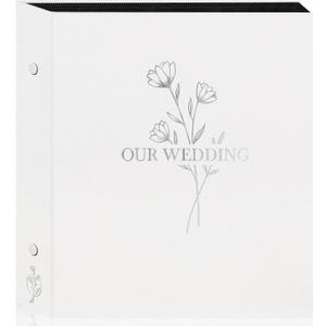 Lanpn Wedding Photo Album 4x6 600 Pocket Photos Slip in, Linen Cover Large Capacity Newlywed Marriage Album Hold 600 Horizontal Vertical Photos (Flower, White)