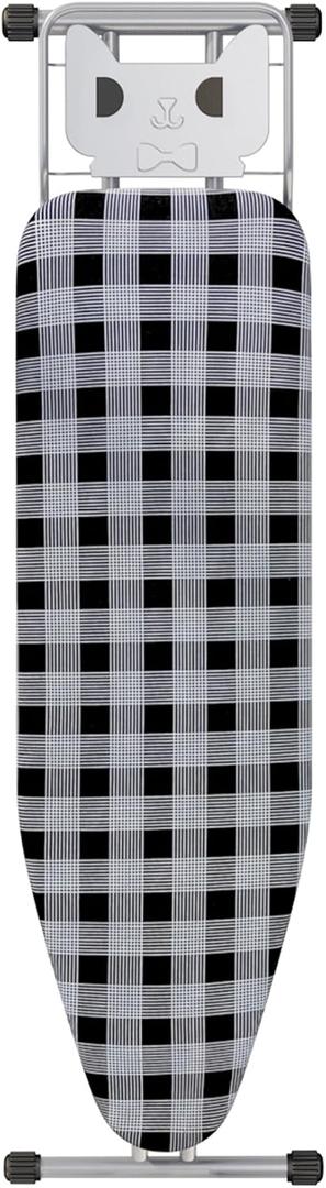 Ironing Board 13" X 43" W/Extra Thick Heavy Duty Padded Cover, Height Adjustable,Heat & Scorch Resistant Fabric, Anti-Skid Feet, Extra Wide, Easy to Fold Checkered Gray