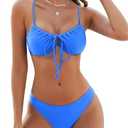 ZAFUL Women High Cut Bikini Sets String Sexy Swimsuit Two Piece Underwire Bathing Suit Brazilian Cheeky Cut Out Cute Swimwear, Size M