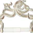 Decorative Cast Iron Octopus Toilet Paper Roll Holder  Wall Mounted Octopus Dcor for Bathroom  Kraken, Nautical Bathroom Accessories  Easy to Install with Included Screws and Anchors - Rust White