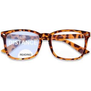 OPTOFENDY Bifocal Reading Glasses for Women Men, Square Clear Top Blue Light Blocking Computer Readers