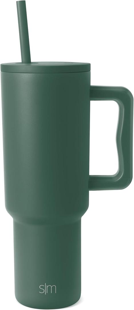 Simple Modern 40 oz Trek Tumbler with Handle and Straw Lid | Cup Holder Friendly Insulated Stainless Steel Travel Mug | Forest