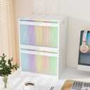Bamboo Hanging File Boxes with Lids 2 Pack, File Organizer Box for Letter/Legal File, File Box with Hanging Folders Acrylic Light Easy Assembly File Storage Boxes for Office Home, White