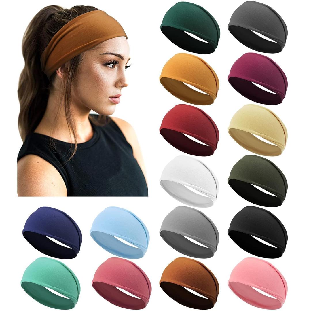 DRESHOW Yoga Running Headbands for Women Elastic Non-Slip Headbands Sports Workout Hair Bands 16 Pack (16 Pack Sports A+)