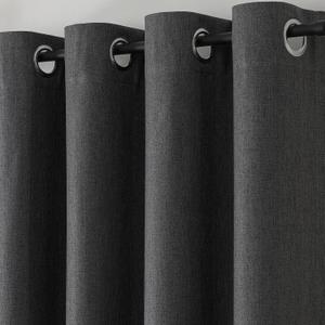 Blackout Linen Textured Curtains, 84 Inches Long, Set of 2 Panels Grommet Top for Living Room,W 52xL 84 Inch, Dark Grey