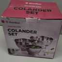 YH-Goods Stainless Steel Colander - 3-Piece Kitchen Sink Strainer Set for Pasta, Rice, Fruit, Food - Stackable Strainers and Colanders, (5-Quart, 3-Quart, and 1.5-Quart)