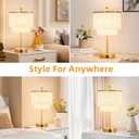 Lovlast Boho Lamp for Bedroom, 3-Way Dimmable Bedside Touch Lamp with USB Charging Port, Gold Table Lamp, Fringe Boho Table Lamp for Living Room, Teens Room, Dresser, Nightstand, LED Bulb Included