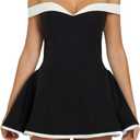 Dxizeavatt Women's Ruffle Hem Mini Dress Ruched Waist Summer Sleeveless Sexy Corset Short Party Bodycon Y2K Dresses, S, Black