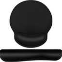 Mouse Pad and Keyboard Wrist Rest- Ergonomic Wrist Pad for Computer Keyboard and Mouse Pad, Memory Foam Wrist Support for Comfy Typing (Mouse pad Set, Classic Black)