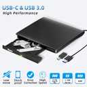 Ziweo External CD DVD Drive, Portable USB 3.0 Type-C CD Burner CD +/-RW Drive DVD Player for ROM Rewriter Burner Compatible with Laptop Desktop PC Windows MacBook Linux Mac OS
