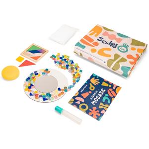 Sculpd Kids Mosaic Kit, Painting Craft Set for Kids Age 7+, Pottery, Includes Mosaic Tiles, 1 Tangram Tile Game, 2 Bags of Plaster, Additional Crafting Supplies & 1 Mirror, Montessori Education