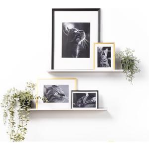 Metal Picture Ledge, Wall Mounted Floating Shelf - 24" White (Set of 2)