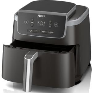 Ninja Air Fryer with Air Crisp | 5 QT Capacity fits up to 4lbs of Fries | 4-in-1 Pro Air Fry, Roast, Reheat, Dehydrate | 400F Max Temp | 1750 Watts | W/Nonstick Basket & Crisper Plate | Grey | AF141
